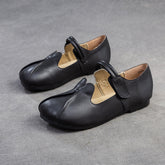 Women Retro Leather Casual Velcro Tape Flat Shoes Newgew Shoes