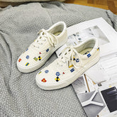 Elegant Attractive Embroidered Couple Design Board Canvas Shoes Newgew