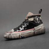 Men Stylish Glossy Leather Patchwork High Top Casual Shoes Newgew Shoes