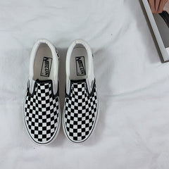 Flange In Black And White Plaid Canvas Shoes Newgew