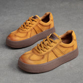 Women Retro Patchwork Leather Flat Casual Shoes Newgew Shoes