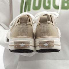 Women's Fashionable Spring Versatile Korean Style Platform Canvas Shoes Newgew