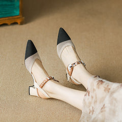 Ribbon Pointed Toe Woven High Heels newgew