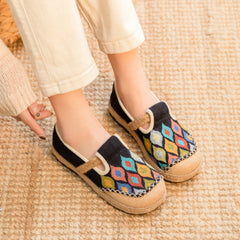Glamorous Cross Stitch Colorful Peacock Industry Canvas Shoes Newgew