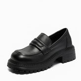Women Casual Retro Leather Low Block Loafers Newgew Shoes