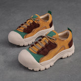 Women Retro Patchwork Leather Casual Shoes Newgew Shoes