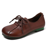 Women Retro Soft Leather Retro Flat Casual Shoes Newgew Shoes