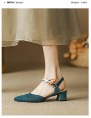 Ribbon pointed toe woven shoes NewGew