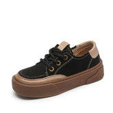 Women Retro Patchwork Leather Flat Casual Shoes Newgew Shoes