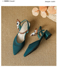Ribbon pointed toe woven shoes NewGew