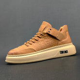 Men Stylish Figured Leather Flat Casual Shoes Newgew Shoes