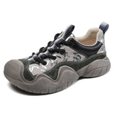 Women Color Matching Leather Casual Hiking Shoes Newgew Shoes