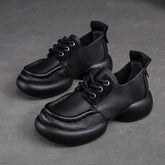 Women Retro Soft Leather Thick Soled Casual Shoes Newgew Shoes