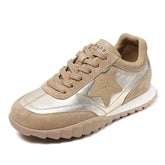 Women Retro Patchwork Leather Casual Training Shoes Newgew Shoes