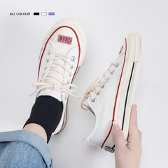 Glamorous Women's White Summer Platform Design Canvas Shoes Newgew