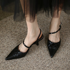 Cori Crocodile Embossed Leather Slingback Sculptural Heels NEW GEW