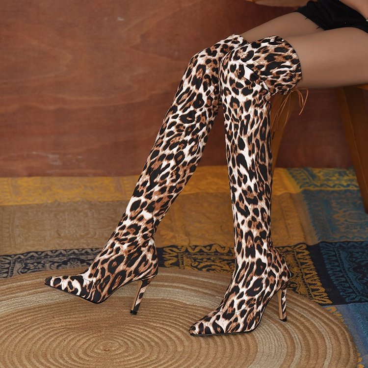 Over the Knee Faux Suede Leopard Print Newgew