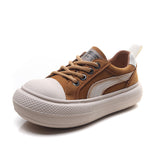 Women Fashion Patchwork Leather Thick Soled Casual Shoes Newgew Shoes