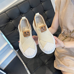 Women's Summer Small Pumps Genuine Flying Woven Canvas Shoes Newgew