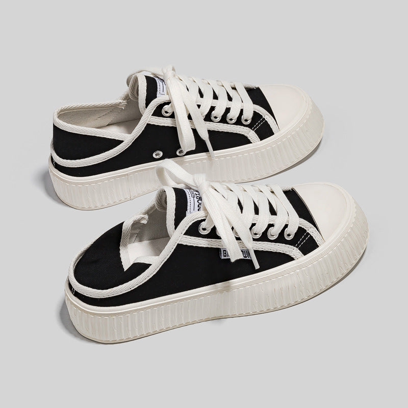 Cool Durable Classic Women's Thick-soled Two-step Canvas Shoes Newgew