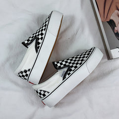 Flange In Black And White Plaid Canvas Shoes Newgew