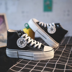 Women's Spring Platform White Trend Cloth Canvas Shoes Newgew