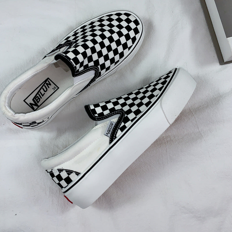 Flange In Black And White Plaid Canvas Shoes Newgew