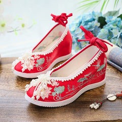 Women's Han Chinese Clothing Invisible Elevated Embroidered Antique Cloth Ancient Canvas Shoes Newgew