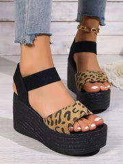 Reece Cheetah Wedge Buckle Straps Sandals NewGew