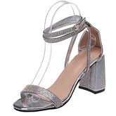 Glitter And Gleam Rhinestone Block Heels Newgew