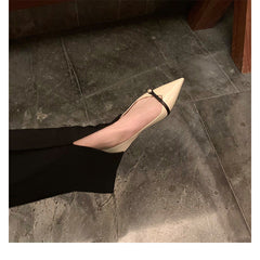 Gentle Style Pearl Pointed Toe Flat Shoes Newgew