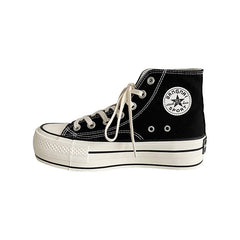 Women's White Thick-soled Thin Color Board Canvas Shoes Newgew