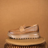 Women Retro Leather Casual Platform Loafers Newgew Shoes