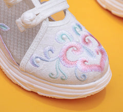 Trendy Height Increasing Insole Embroidered Thickened Canvas Shoes Newgew