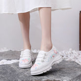 Women's Sun Ethnic Style Embroidered Height Canvas Shoes Newgew