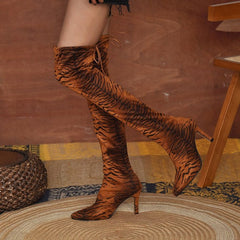 Over the Knee Faux Suede Leopard Print Newgew