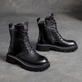 Women Retro Casual Leather Thick Soled Boots Newgew Shoes