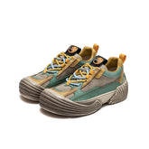 Women Retro Breathable Leather Thick Soled Casual Shoes Newgew Shoes