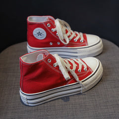 Women's Platform Trendy Heightened Easy Wear Korean Canvas Shoes Newgew