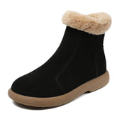 Women Minimalist Suede Flat Ankle Snow Boots Newgew Shoes