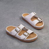 Women Retro Leather Summer Casual Slides Sandals Newgew Shoes