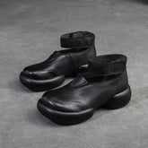 Women Retro Minimalist Leather Velcro Casual Shoes Newgew Shoes