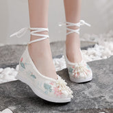 Women's Han Chinese Clothing Invisible Elevated Embroidered Antique Cloth Ancient Canvas Shoes Newgew