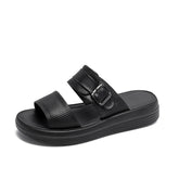 Women Minimalist Leather Soft Casual Slides Newgew Shoes