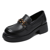 Women Retro Comfy Leather Low Heel Loafers Newgew Shoes