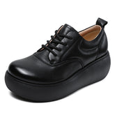 Women Retro Minimalist Leather Comfort Platform Casual Shoes Newgew Shoes