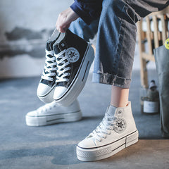 Women's Spring Platform White Trend Cloth Canvas Shoes Newgew