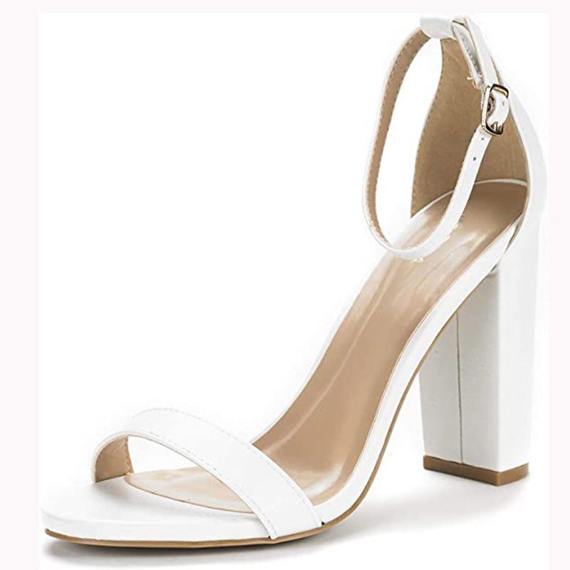 Classic Faux Leather Platform Block Heels Newgew