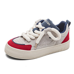 Women's Spring Thick Bottom Retro Red Design Sneakers Newgew