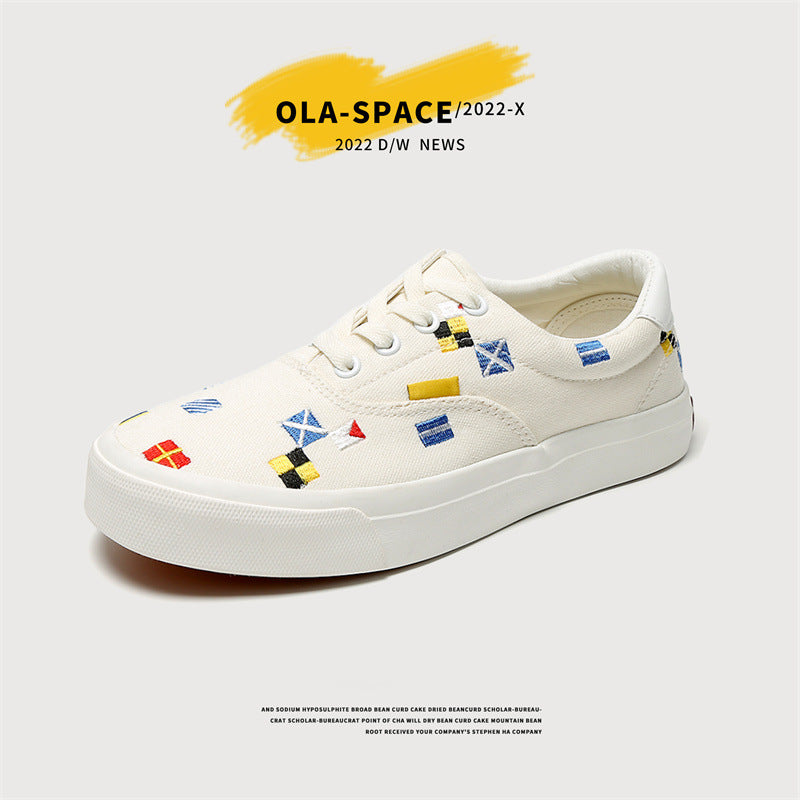 Elegant Attractive Embroidered Couple Design Board Canvas Shoes Newgew